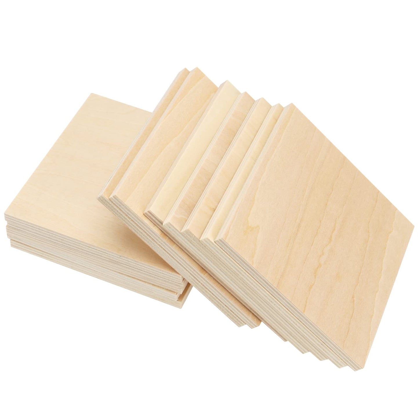 SINJEUN 30 Pack 4 Inch Unfinished Wood Square, 1/4 Inch Thick Wood Discs Blank Wooden Cutouts for Crafts, DIY Projects, Door Hangers, Signs, Christmas Decor