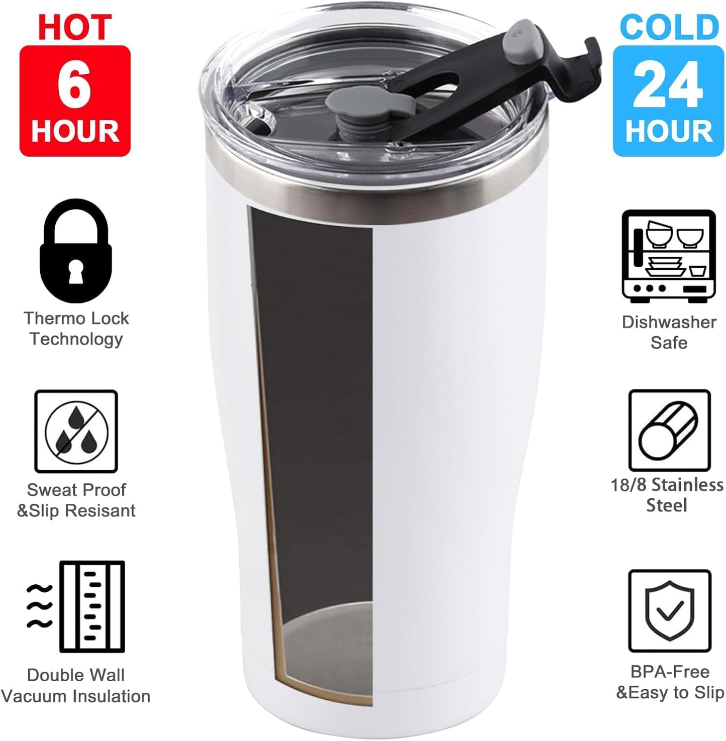 Deitybless 25 Pack 30oz Stainless Steel Tumblers Bulk Reusable Travel Mugs with Lid, Double Wall Powder Coated Coffe Cup for Home, Office, Outdoor Suitable for Vehicle Cup Holders Black