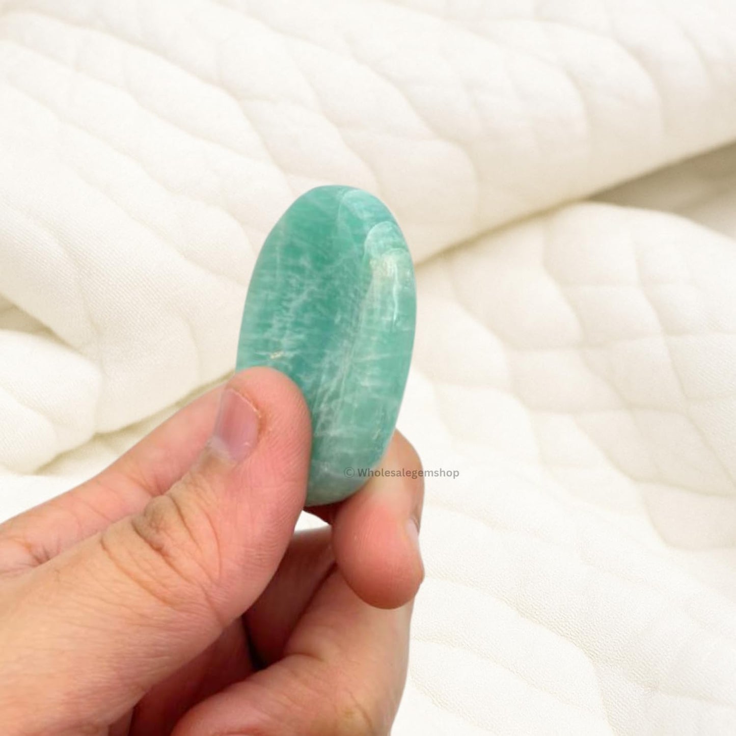 Wholesalegemshop Amazonite Thumb Worry Stones Metaphysical Gemstone Crystal Healing Reiki Men Women Gift FENG Shui Positive Energy Love Wellness Palm Stones Wicca Powerful