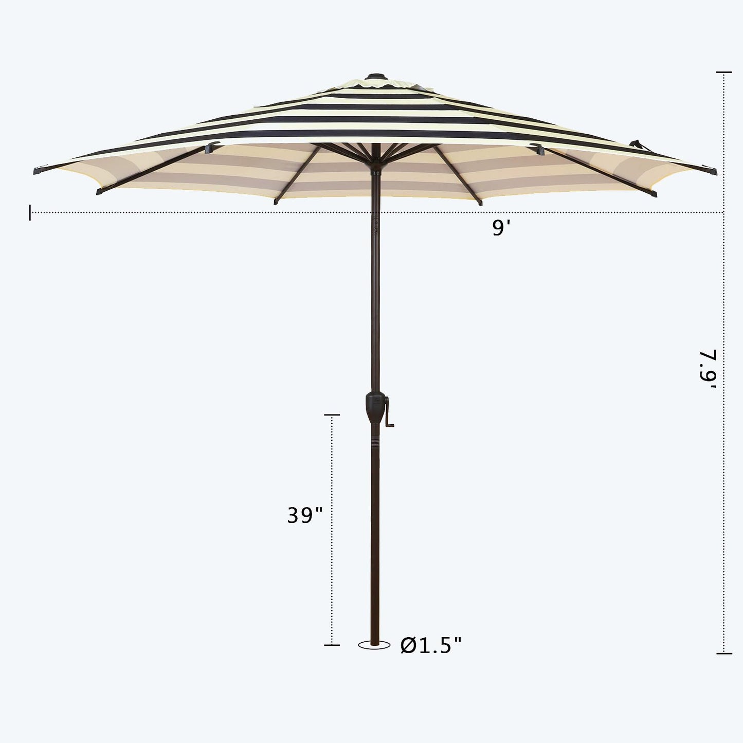 Abba Patio 9FT Lyon Outdoor Patio Umbrella Outdoor Table Umbrella with Push Button Tilt and Crank Market Umbrella 8 Sturdy Ribs UV Protection Waterproof for Garden Deck Backyard Pool, Black & Ivory