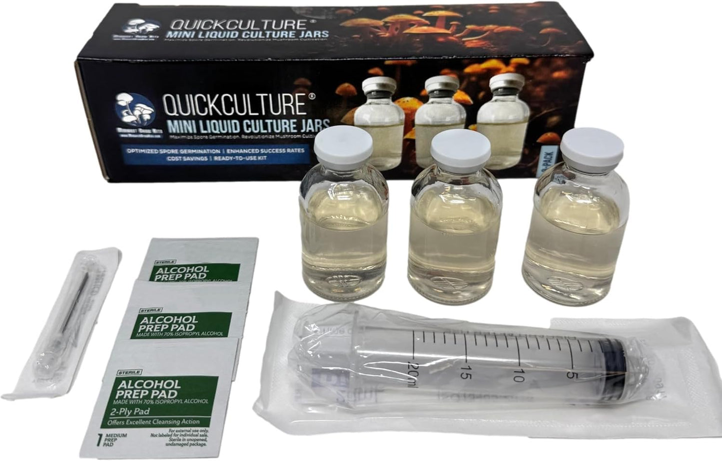 Quick Culture Mini Spore Germinating Liquid Culture Jars (3-Pack)