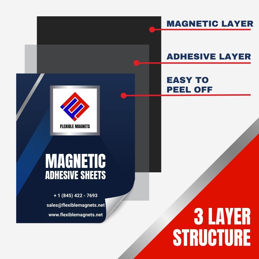 Flexible Magnets – Magnetic Sheets with Adhesive Backing, 4" x 6" (50 Pack) Stick-On Magnetic Sheets for Refrigerator Magnets, Magnetic Labels, Crafts, DIY Projects & More