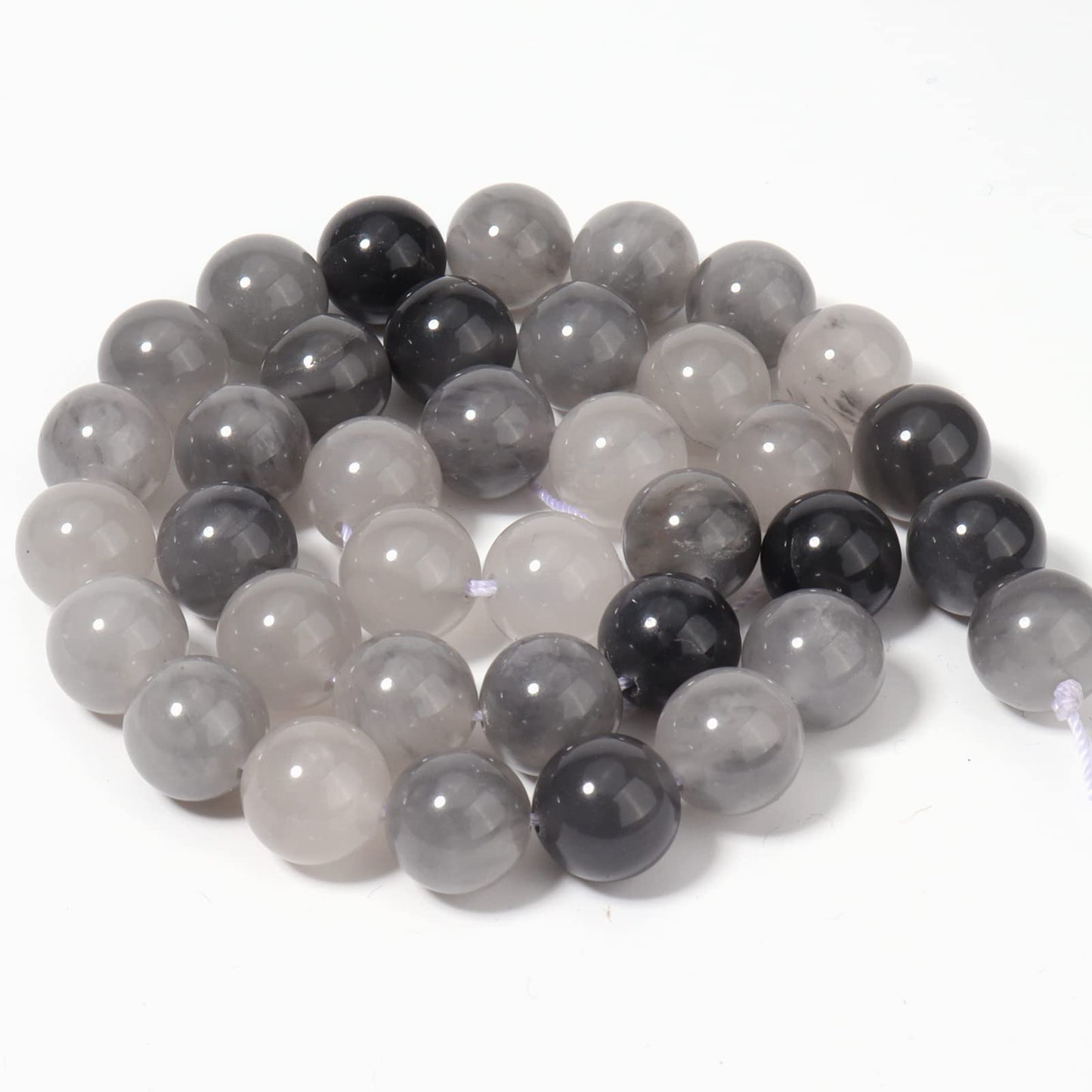 35pcs 10mm Natural Cloudy Quartz Crystal Gemstone Beads Energy Healing Crystal Round Loose Stone Beads for Jewelry Making, DIY Bracelets Necklaces