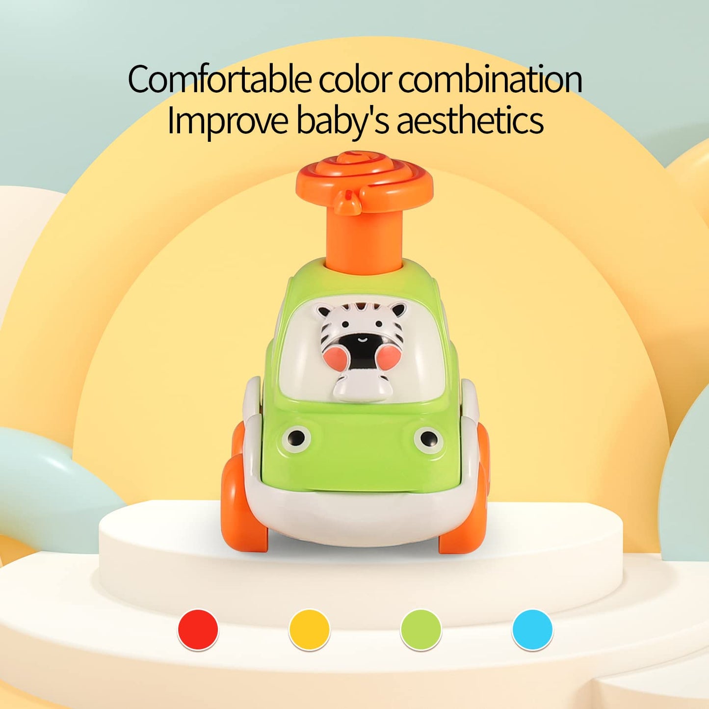 ALASOU 4 PCS Animal Car Toys for 1 Year Old Boy Girl|Baby Toys 1 Year Old Boy Gifts for Toddlers 1-3|Vehicle Toy Set for Toddler Toys 1-2|1st Birthday Gift for Infant 12 18 Months