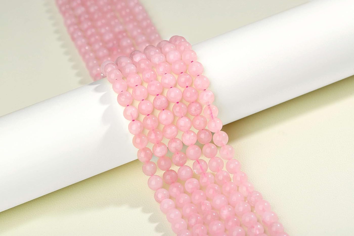 LAIDANLA Rose Quartz 8mm Natural Stone Beads Round Loose Gemstone Stone Beads for DIY Bracelet Necklace Earrings Jewelry Making Polishing Genuine Real Beading Crystal 96PCS 2 Strand 32"