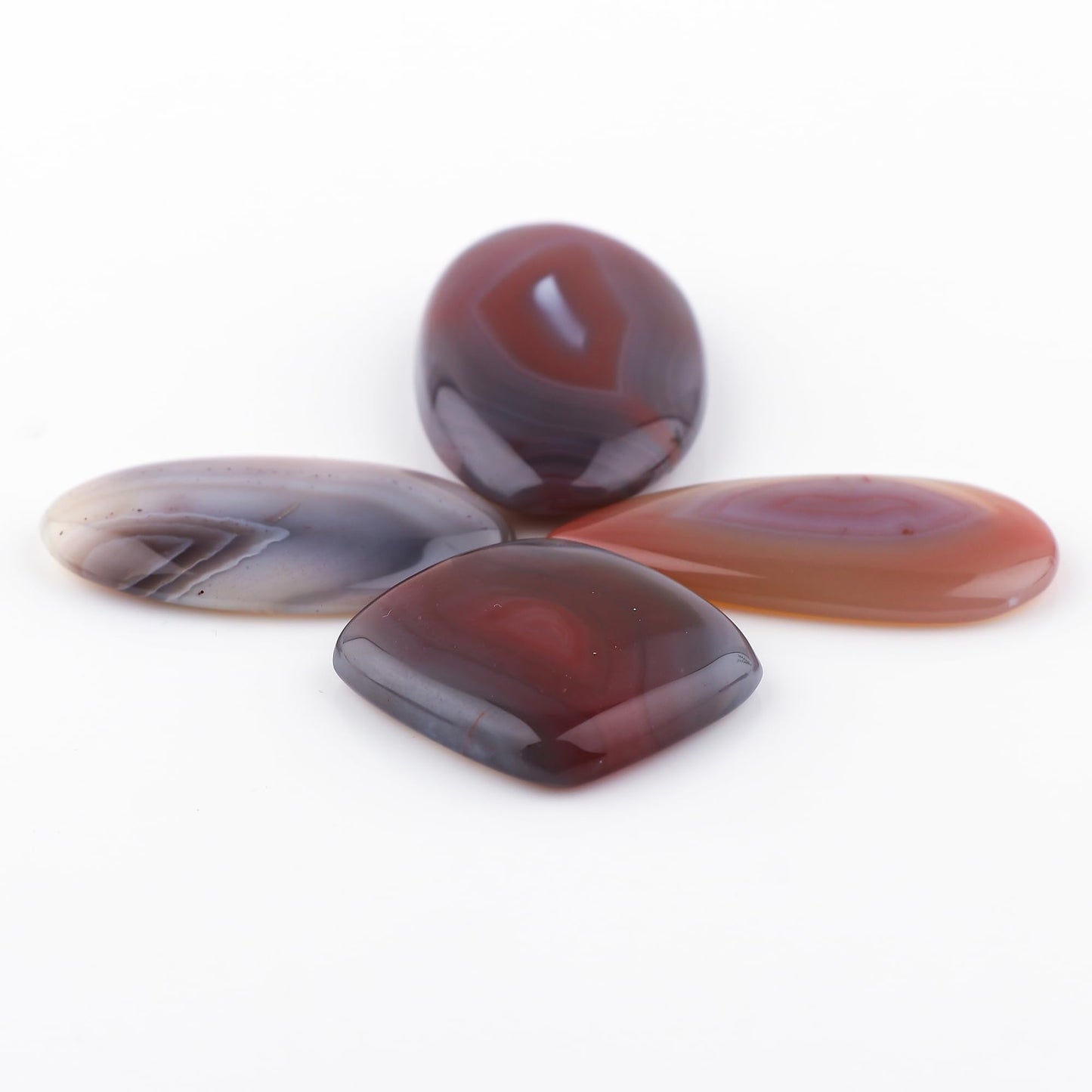 CRYSTALINES 4pcs Natural Botswana Agate Gemstones Cabochon Bulk Polished Stones DIY Jewelry Making Wholesale Assorted Loose Supply Healing Crystals Wire Wrapping Gem Collection