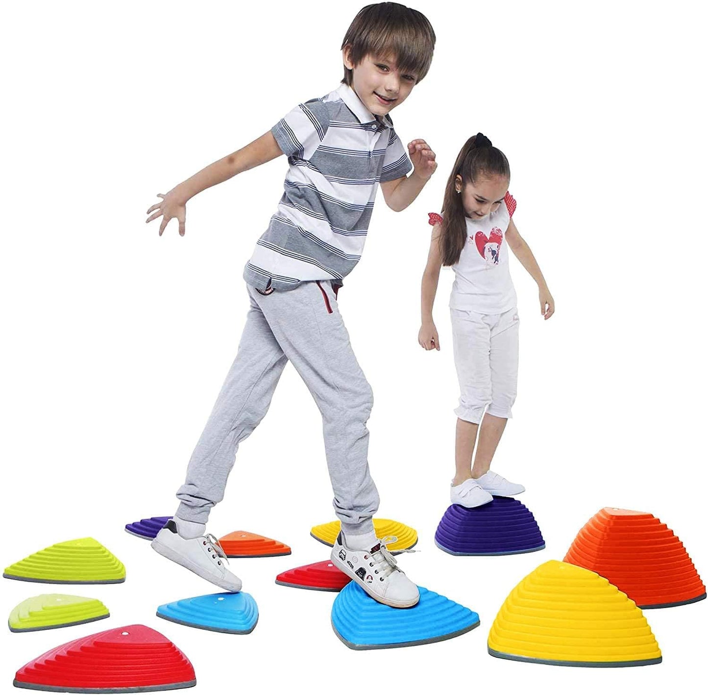 Special Supplies Stepping Stones for Kids Indoor and Outdoor Balance Blocks Promote Coordination, Balance, Strength Child Safe Rubber, Non-Slip Edging (12 Pk)