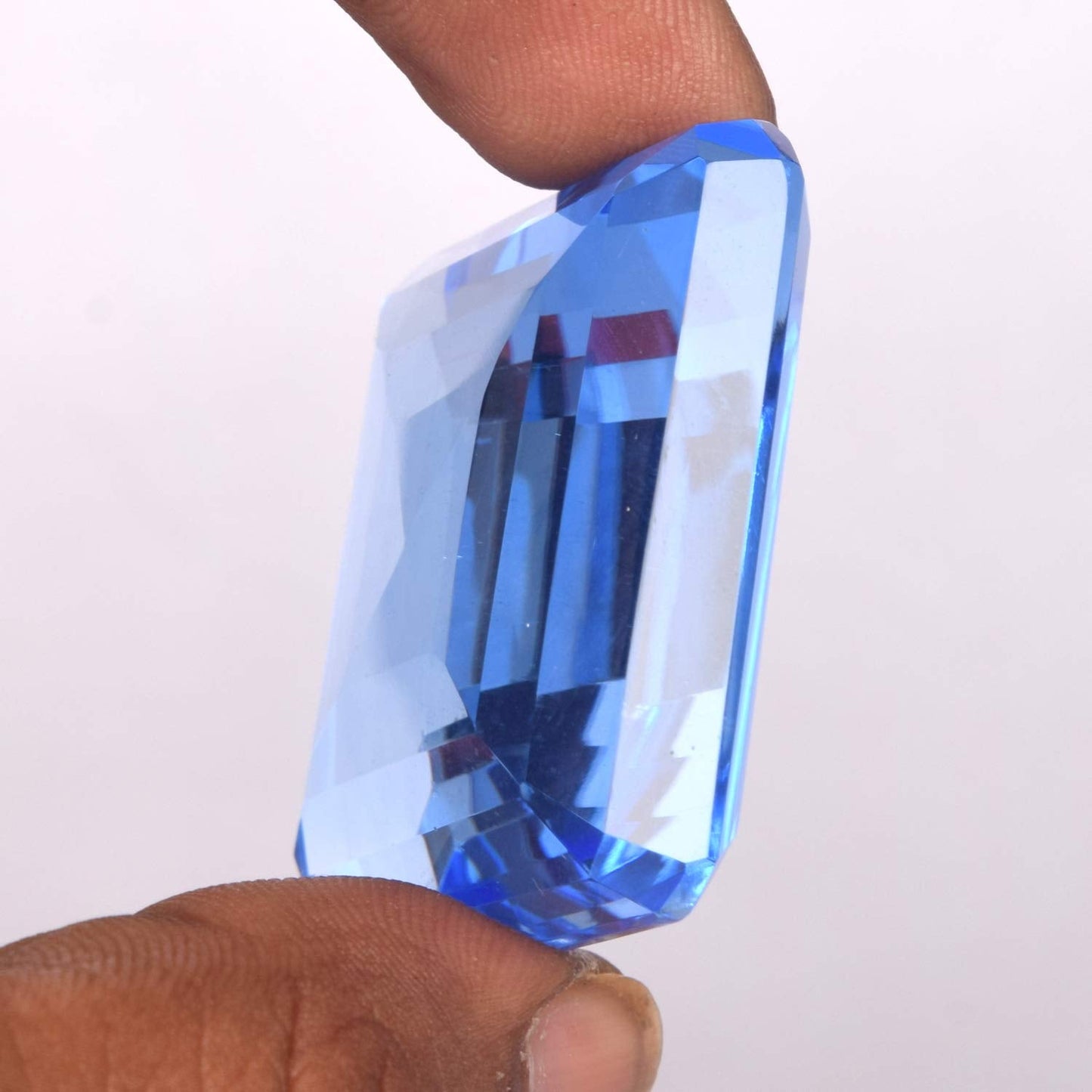 GEMHUB 123.35 Ct Brazilian Blue Topaz Square Shape Blue Topaz, Blue Topaz Loose Gemstone for Jewlery Making