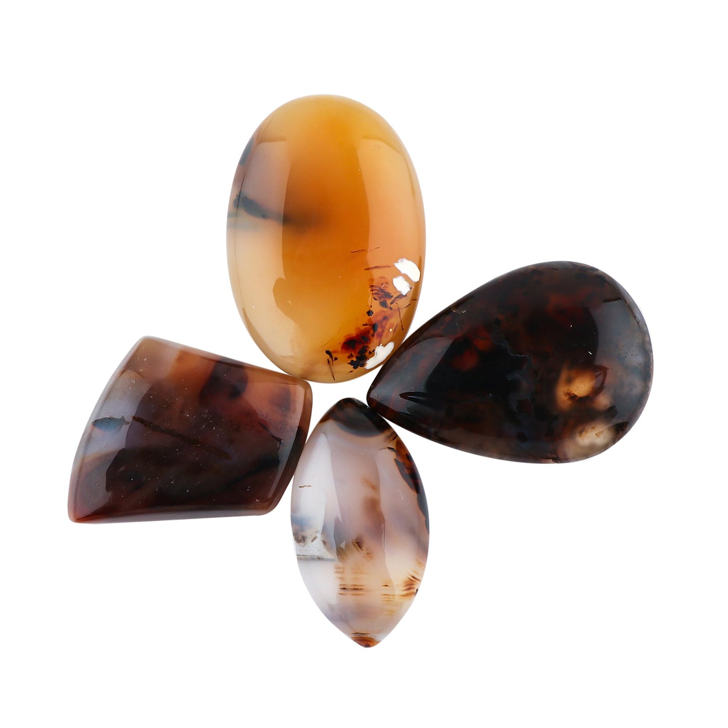 CRYSTALINES 4pcs, Wholesale Natural Montana Agate Gemstone, Assorted Bulk Flatback Cabochon Stone, Polished Loose Supplies for Wire Wrap, DIY Jewelry Making, Healing Crystals, Gem Collection