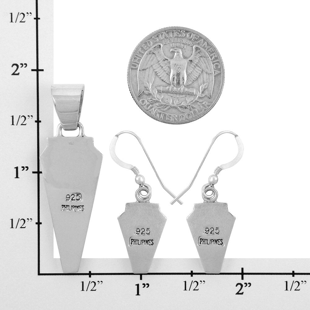 Genuine Gemstones Pendant & Earrings Set in 925 Sterling Silver with 20" Chain (Turquoise)