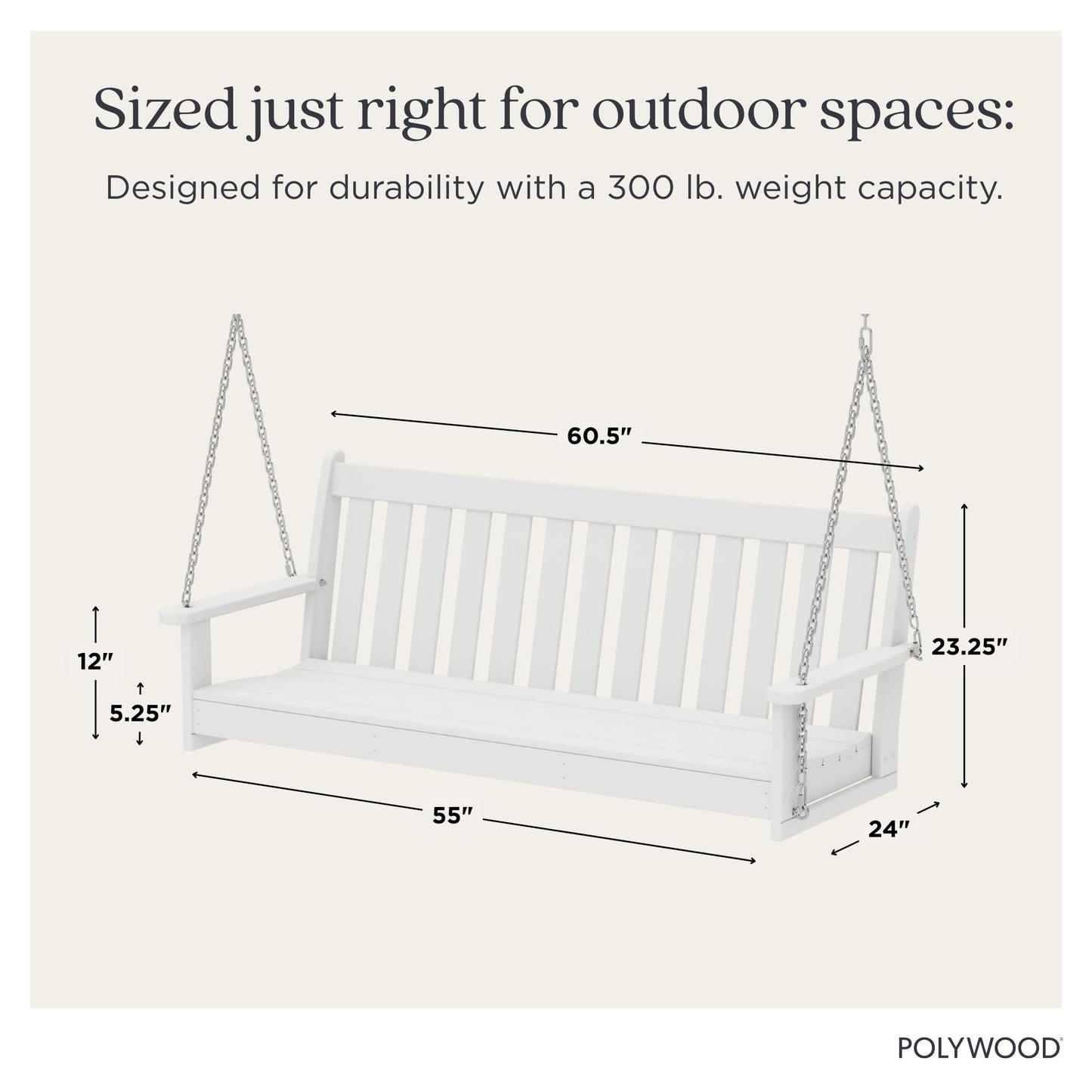 POLYWOOD GNS60WH Vineyard 60" Swing, White
