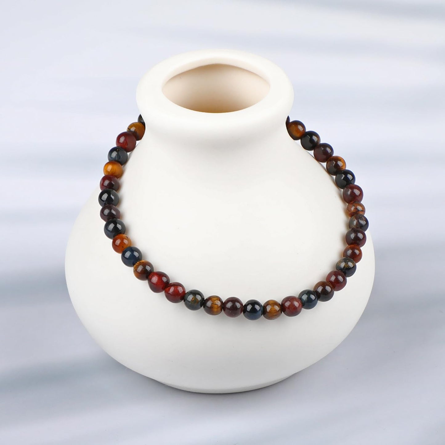 LPBeads Handmade Natural Gemstone Stretch Elastic 4mm Multicolor Tiger's Eye Bracelet Healing Crystal Round Stone Beads Jewelry Gifts for Women Men