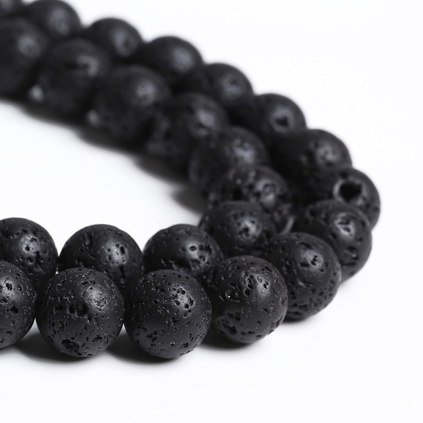 6mm 60pcs Natural Stone Black Volcanic Lava Chakra Spacer Loose Beads for Jewelry Making DIY Bracelet