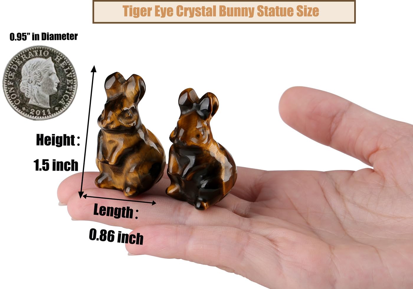 DUQGUHO Tiger Eye Bunny Decor Crystals Rabbit Statue Pocket Polished Natural Gemstone Crystals Figurines for Easter Decoration Office Room Desk Decor 1.5’’ Gifts for Women 1PC