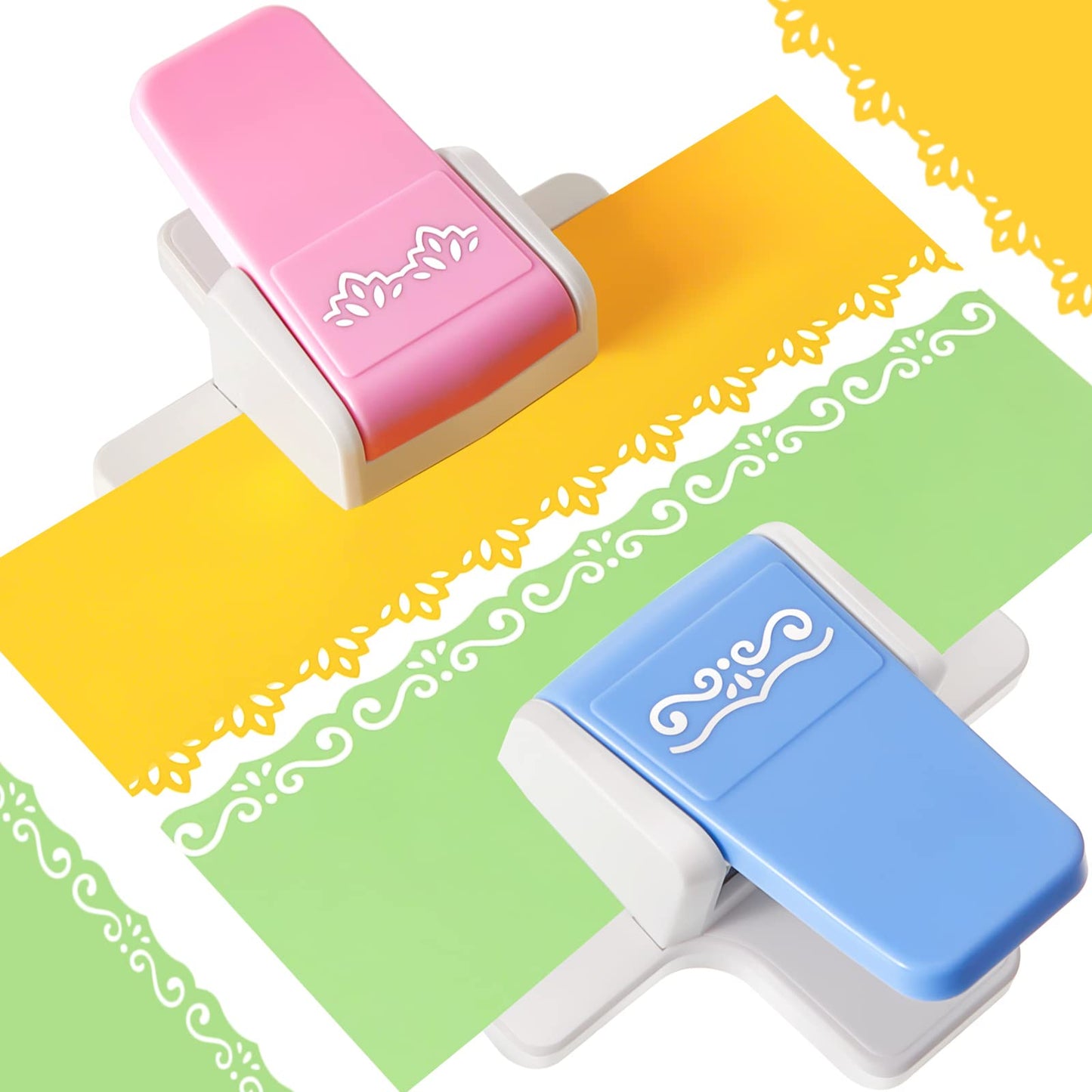 2 Pcs Paper Punch Fancy Border Edge Craft Flower Embossing Handmade DIY Gift Card Puncher for Paper Craft Scrapbooking Wedding Cards(Sweet Style)