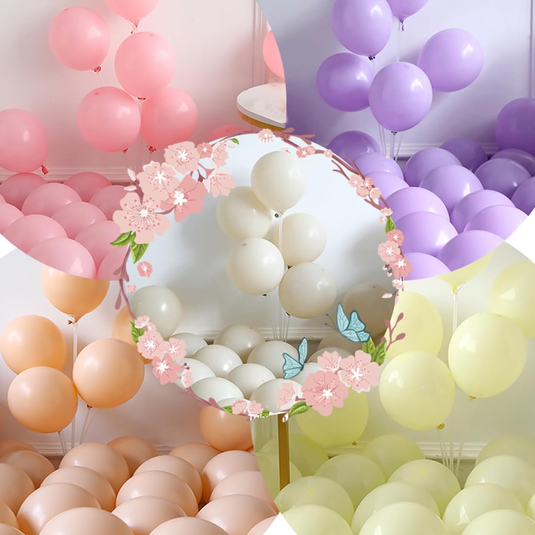 Pastel Balloon Arch Garland Kit,146Pcs Pink Purple Nude White Mushroom Buttefly Balloons for Girls Fairytale Spring Garden Tea Party Bride Baby Shower