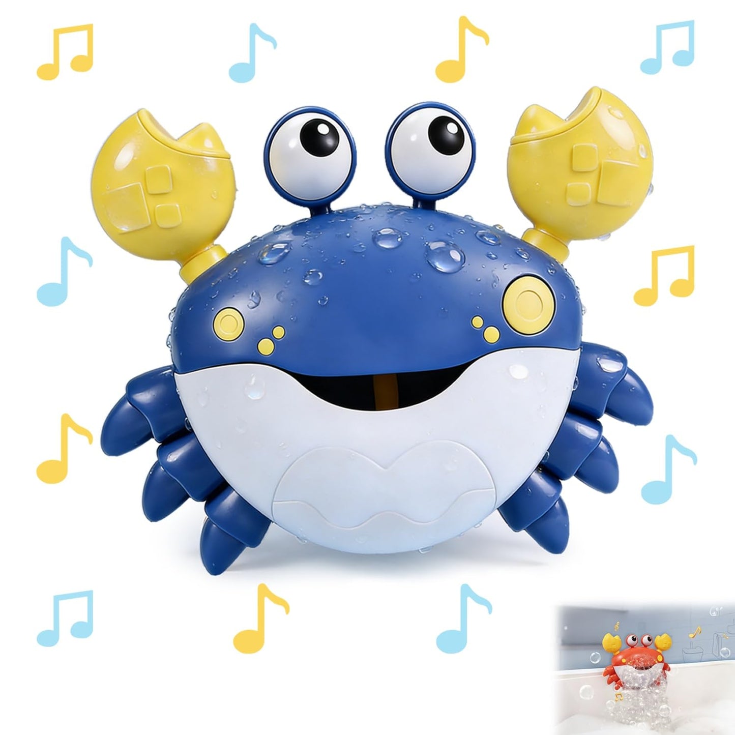 Crab Bubble Bath Maker for The Bathtub, Automatic Bath Toy Blows Bubbles & Plays Children’s Songs, Bathtub Toys As Birthday Gift for Boys Girls (Blue)