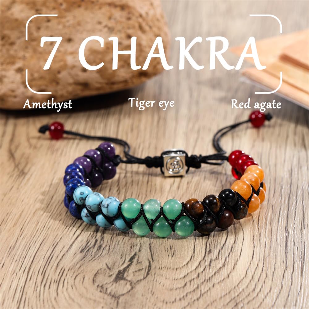RUPCLALA Hand-woven 7 Chakra Bracelet for yoga relaxation