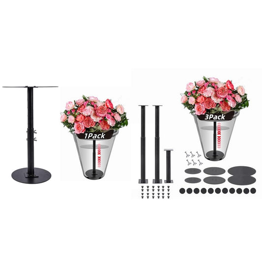 ZSHIGANMA 4 Pack Plant Risers for Inside Pots, Adjustable Height 7-22" Metal Planter Lift Inserts Fillers Risers for Indoor Outdoor Large Tall Taper Planter Flower Pot (6" Base,8",10" Top,Black)