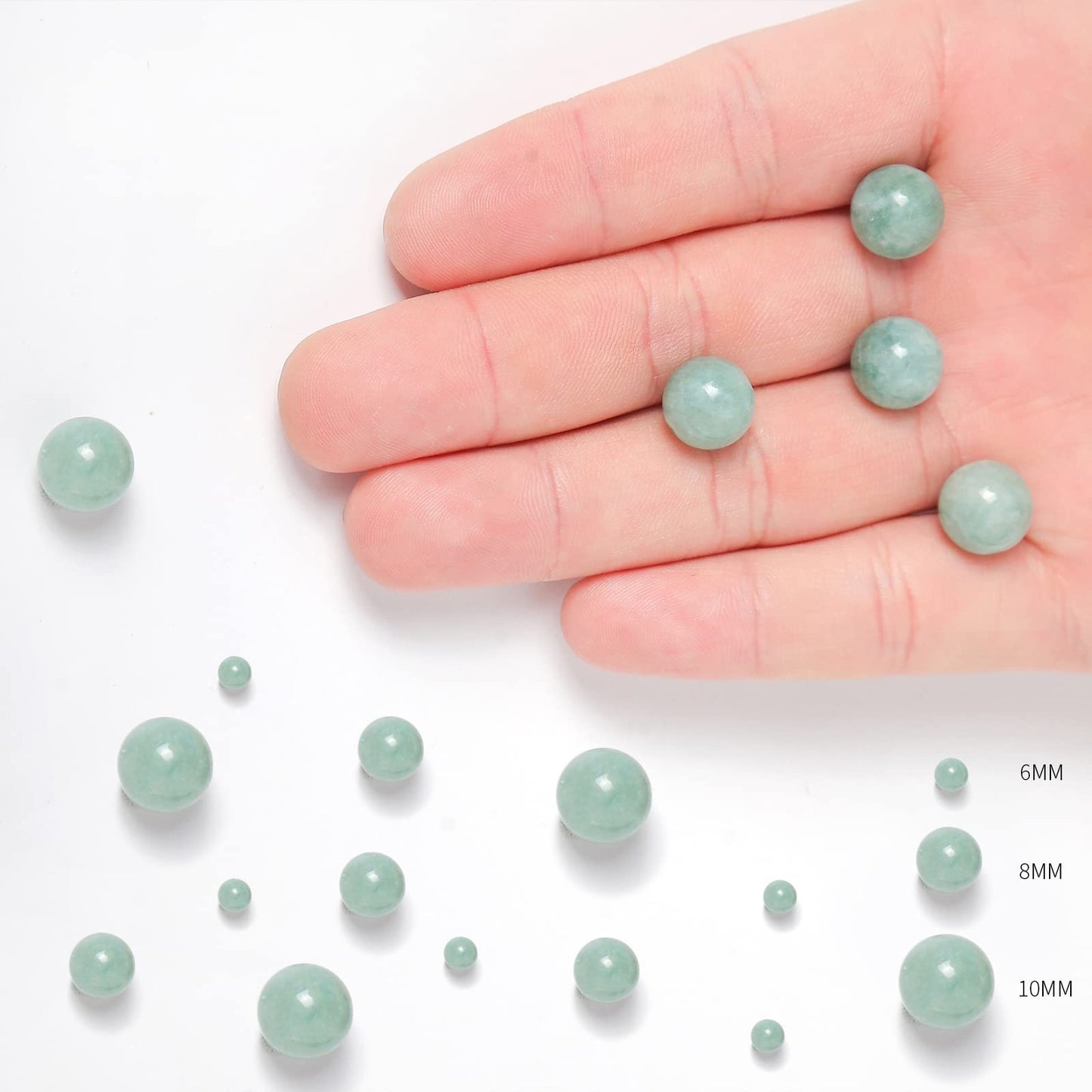 60pcs 6mm Burmese Jade Loose Beads for Jewelry Making, Natural Semi Precious Beads Round Smooth Gemstone Spacer Beads Charms for Necklaces Bracelets