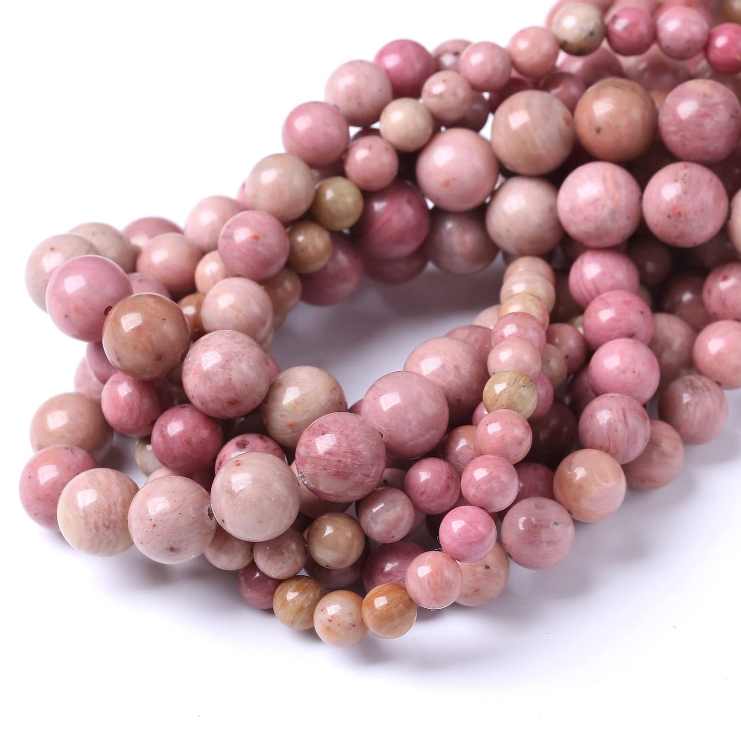 90PCS 4MM Rhodonite Beads Natural Gemstone Round Stone Beads for Jewelry Making DIY Energy Stone Healing Power Bracelet 15"