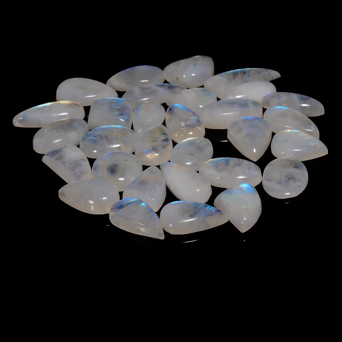 Natural Moonstone Gemstone- Healing Crystals for DIY -Loose Natural Cabochon -Perfect for Crafting Jewelry (5 pcs, 15-25mm)