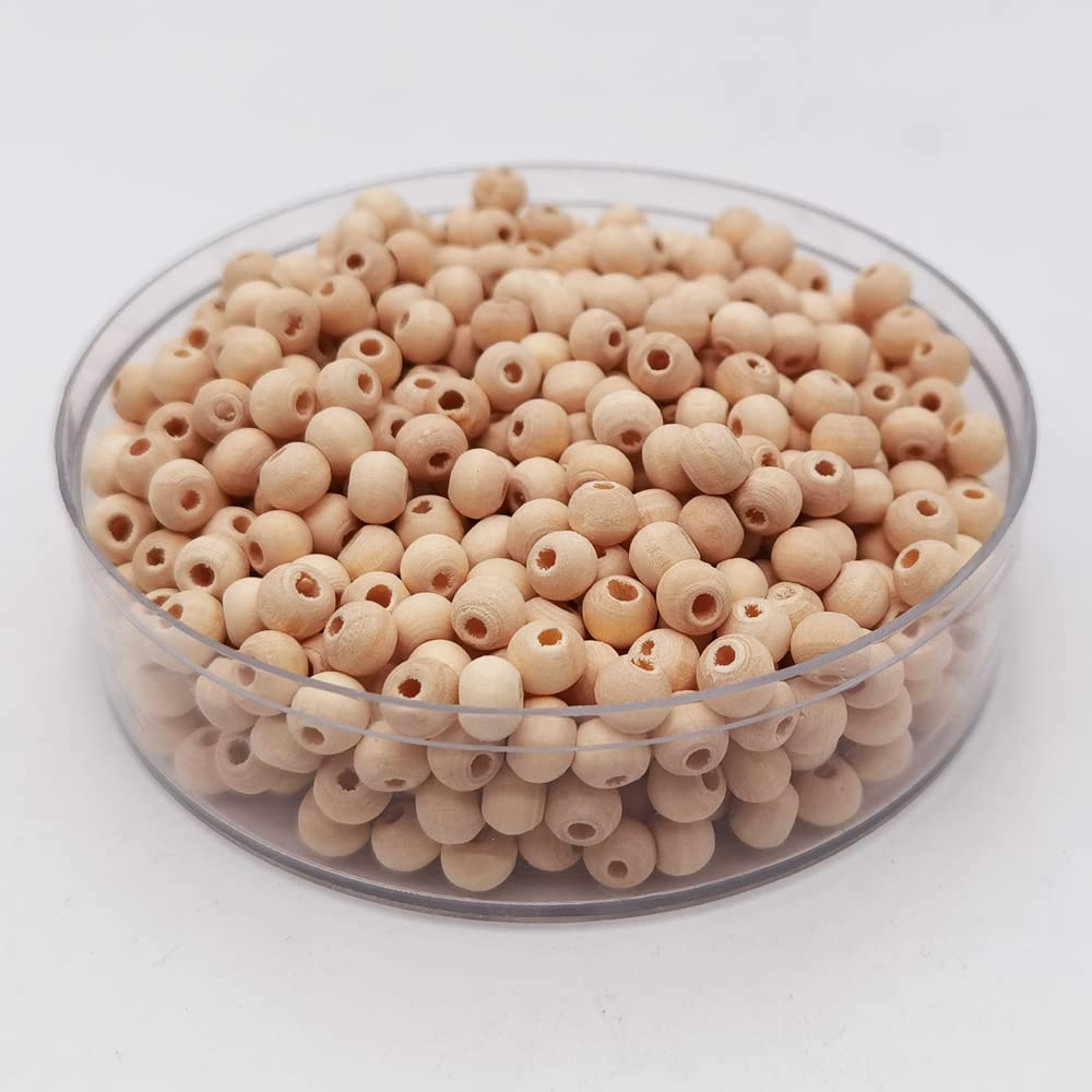 INSPIRELLE 4500pcs 6mm Natural Wood Beads Unfinished Round Wooden Loose Beads Wood Spacer Beads with 10M Jute Twine for Craft Making Home Decoration