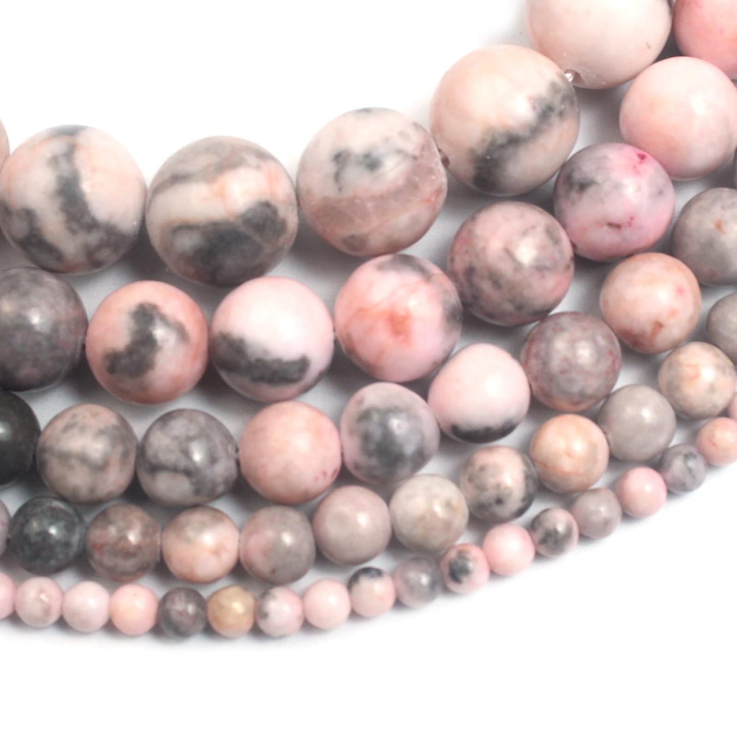 Cynbpm Natural Stone Beads for Jewelry Making Bracelet Adults Crafts Gemstones Necklace Supplies Embroidery Pink Zebra Loose Beads 6mm