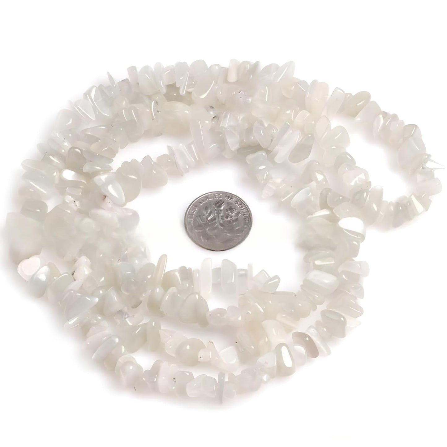 HAAMIIQII 5-8mm Natural White Moonstone Chips Beads Genuine Real Irregular Freeform Chip Loose Gemstone Beads Semi Precious Stone for Jewelry Making Strand 30 Inch