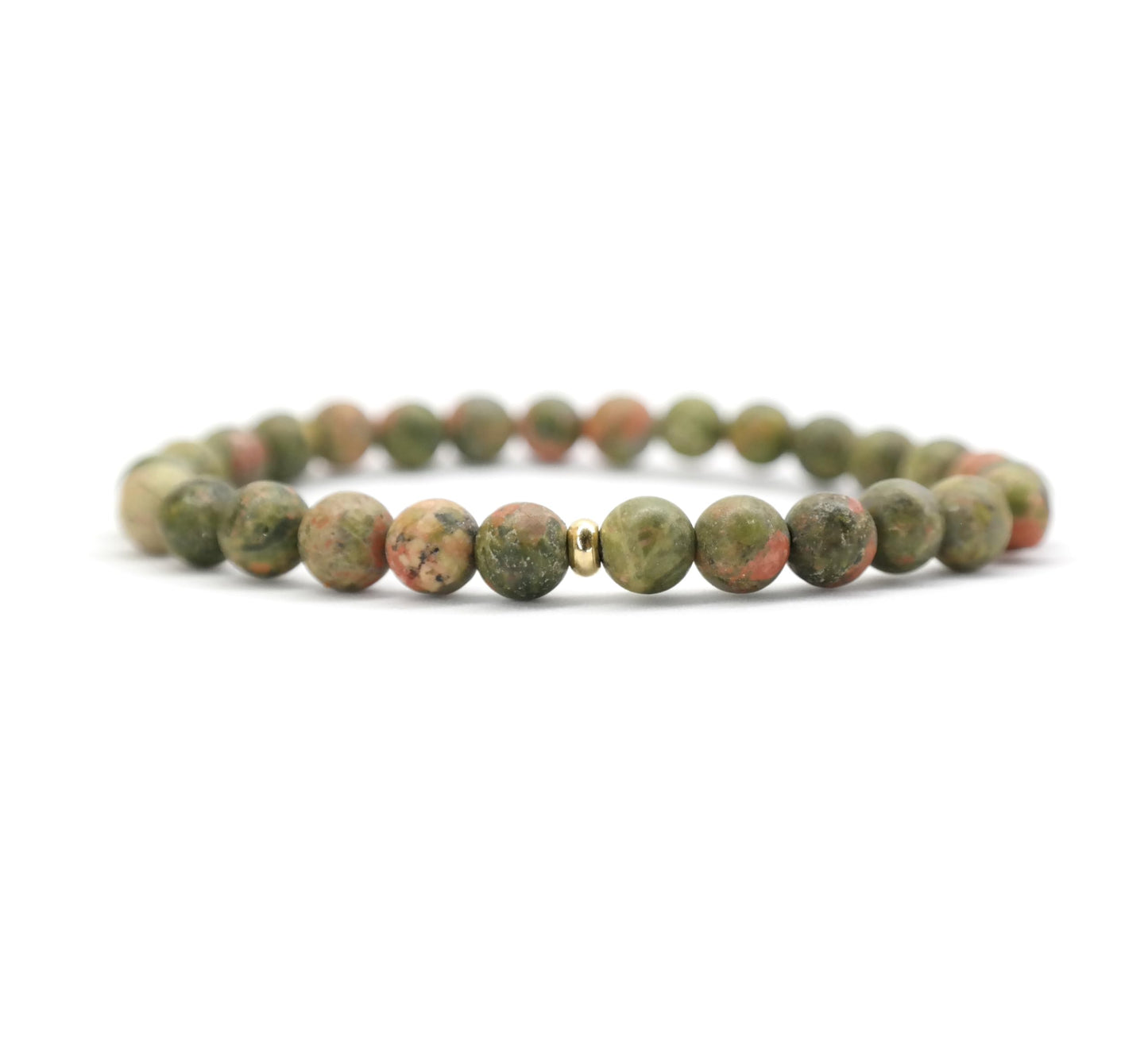 Love & Grace Handmade Unakite Stone Beaded Bracelets - Premium 6mm Beads with Durable Elastic Stretch Wristbands, Vibrating Good Energy, Blessing, Grounding, Power, for Men and Women