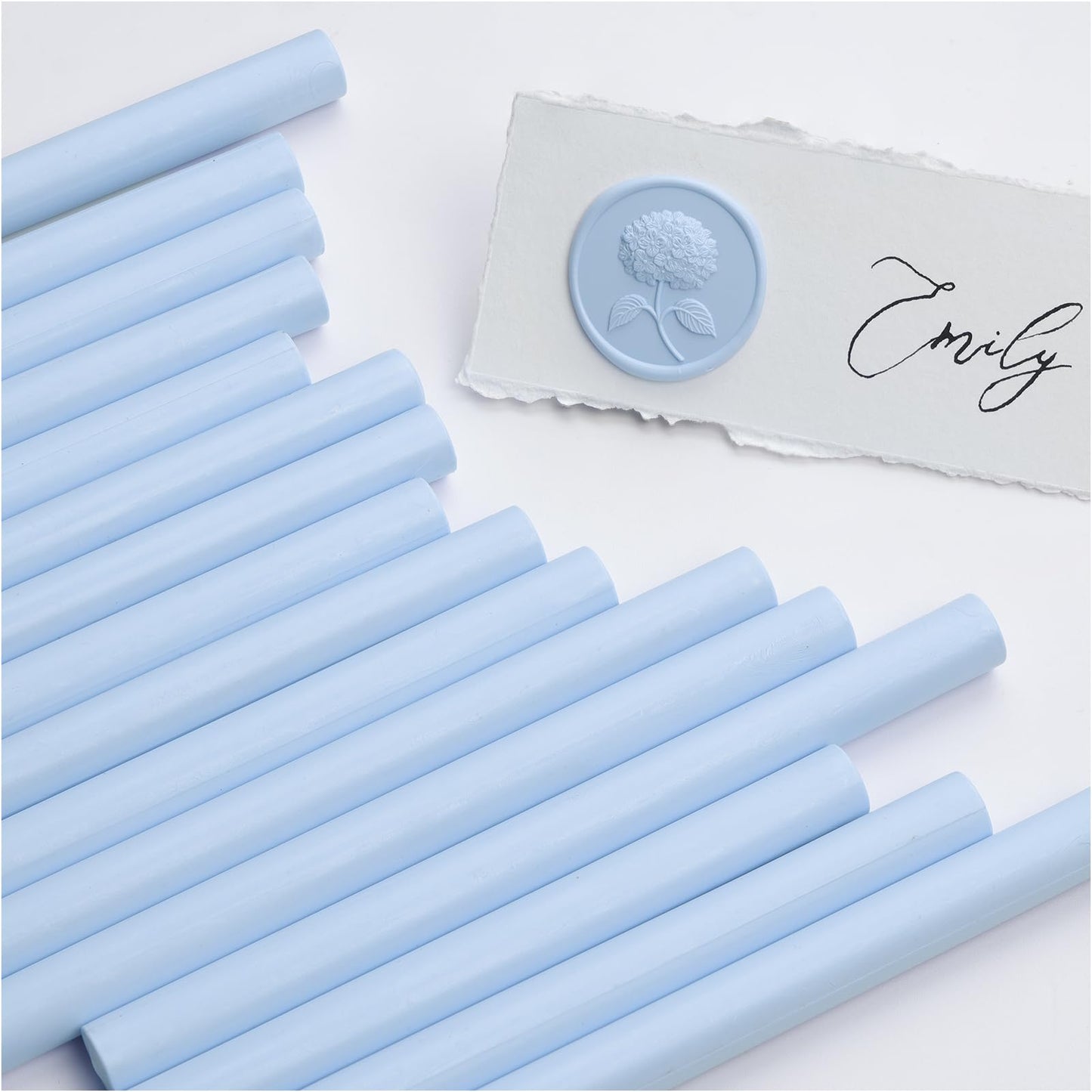 UNIQOOO Light Blue Glue Gun Sealing Wax Sticks for Wax Seal Stamp - Perfect for Wedding Invitations, Cards Envelopes, Snail Mails, Wine Packages, Christmas Gift Ideas, Pack of 16