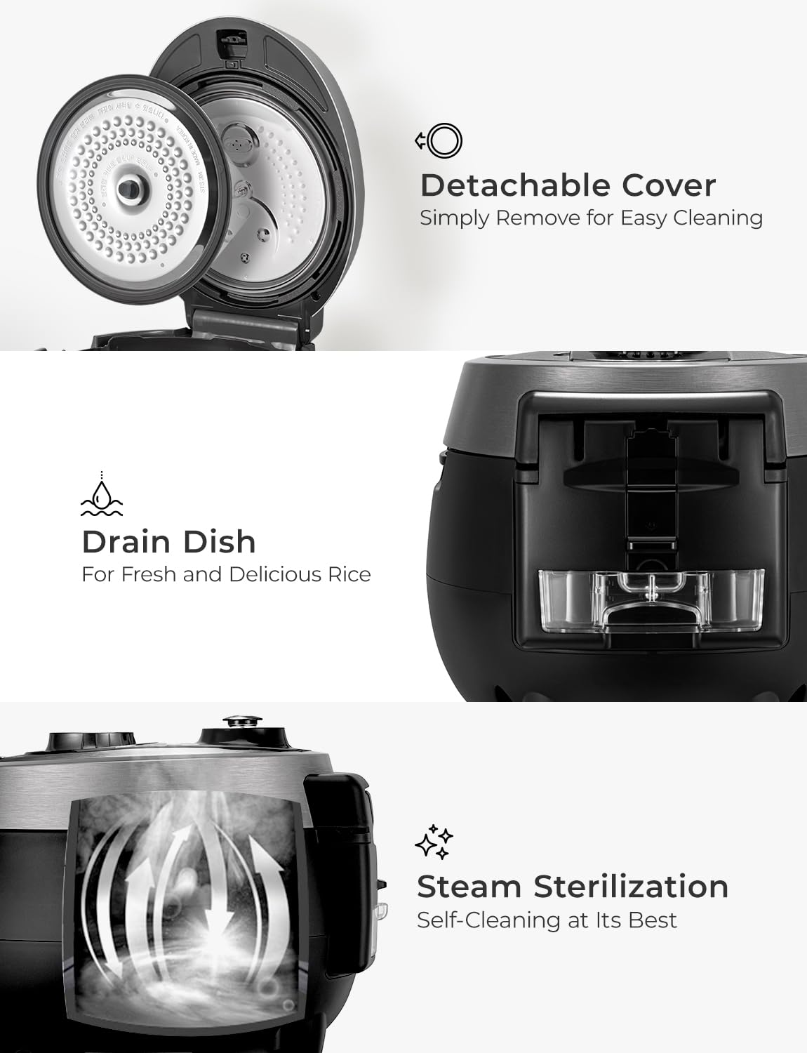 CUCKOO Twin Pressure Rice Cooker 6-Cup Uncooked / 12-Cup Cooked with Nonstick Inner Pot, Versatile Rice Maker & Warmer with 14 Menu Options, Voice Guide, Auto Clean, Black (CRP-RT0609FB)