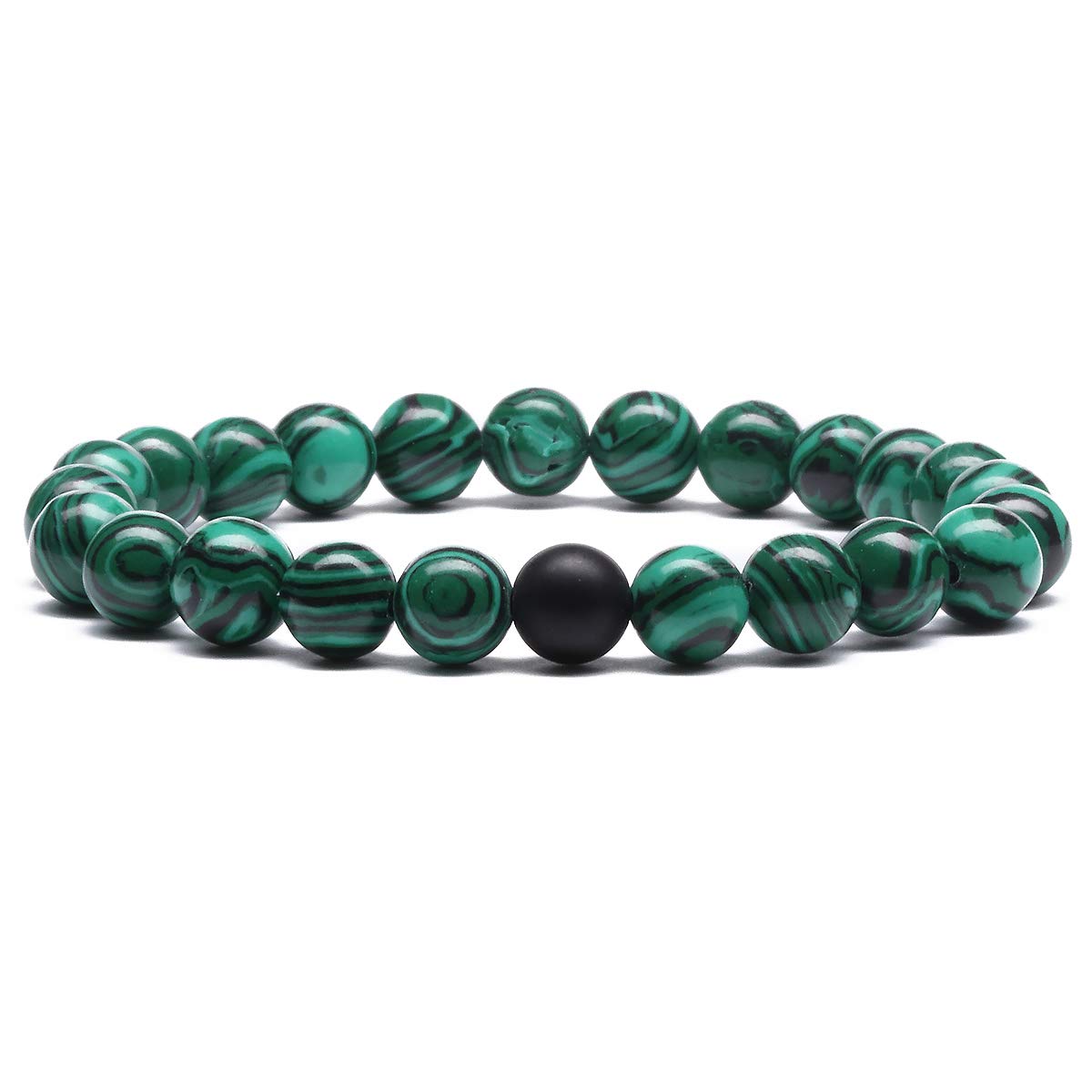 MengPa Mens Beaded Bracelets Couples Matching Bracelet Set Matte Beads for Women Stone Jewelry (Malachite) US3691