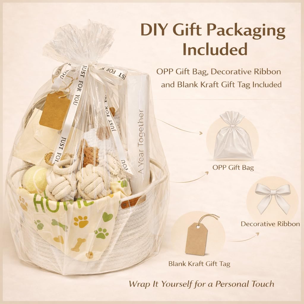 Nopikku Puppy Welcome Home Gift Box – New Puppy Gift Basket with Toys, Slow Feeder & Milestone Card, Perfect Puppy Starter Kit for New Dog Owners