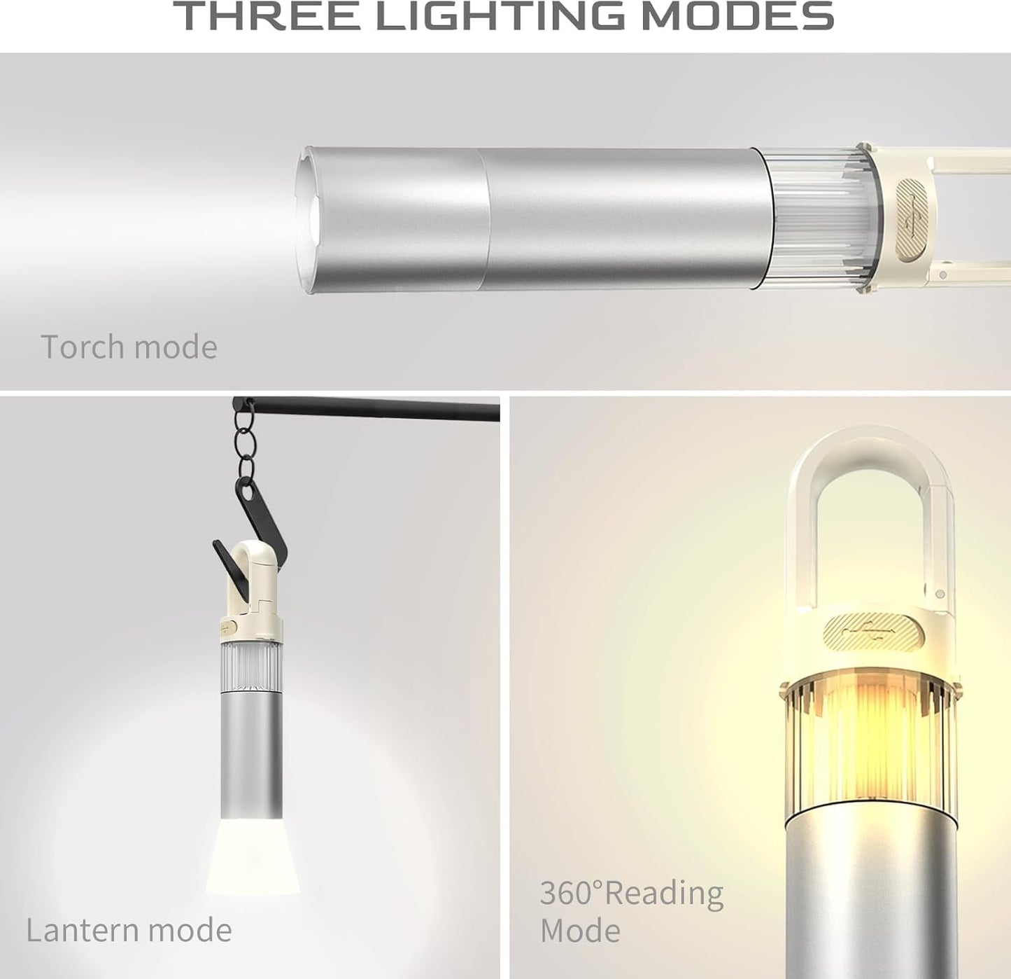 Rechargeable Flashlight Camping Lantern,Dual Light Source 800LM Brightness 2000mAh rechargeable Flashlights, Adjustable Tent light with Softlight Cover for Camping, Home Use, Car, Hiking Adventures