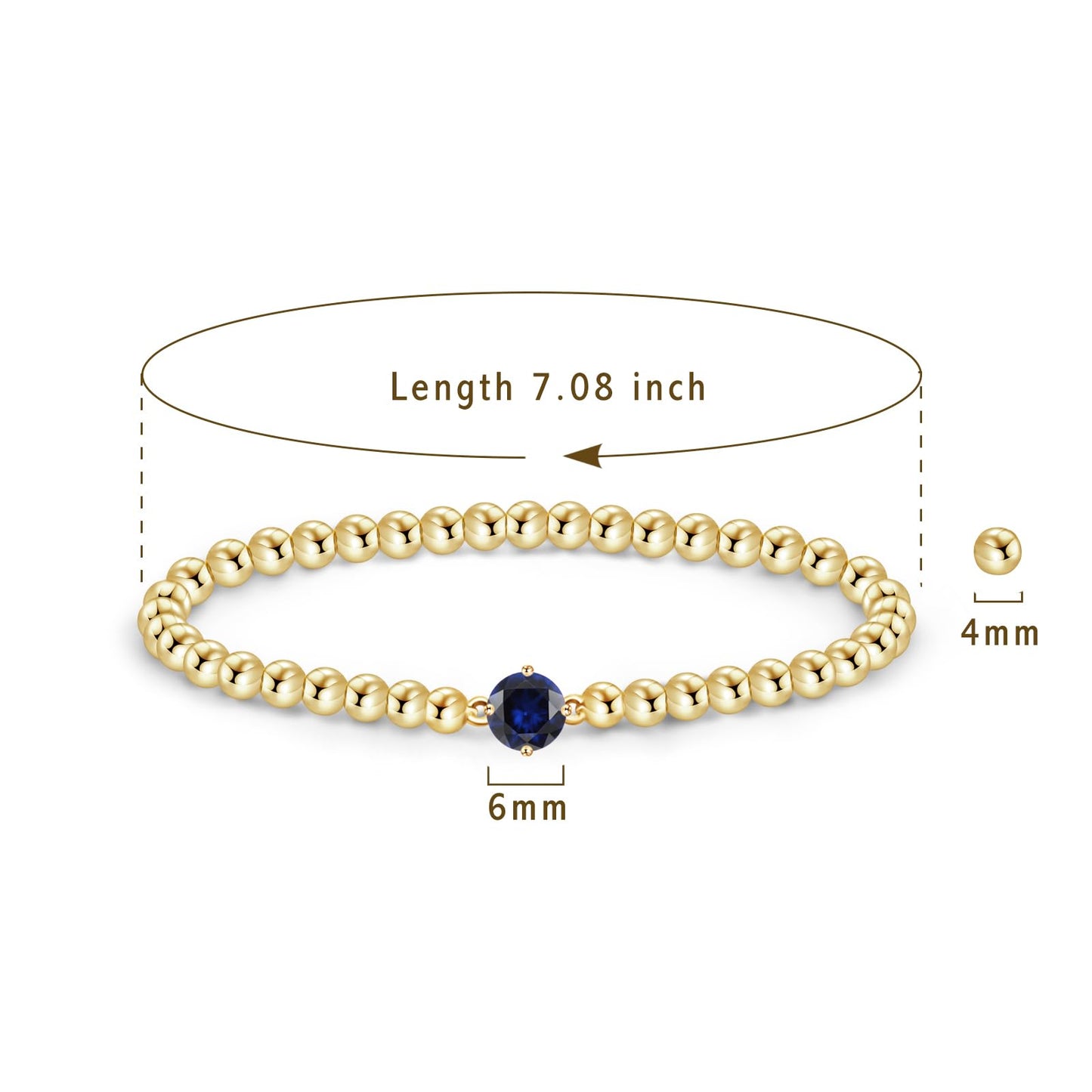 Free bird Sapphire Bracelet September Birthstone Bracelet 14K Gold Plated Beaded Bracelets Handmade Stretch Beaded Sapphire Jewelry for Women