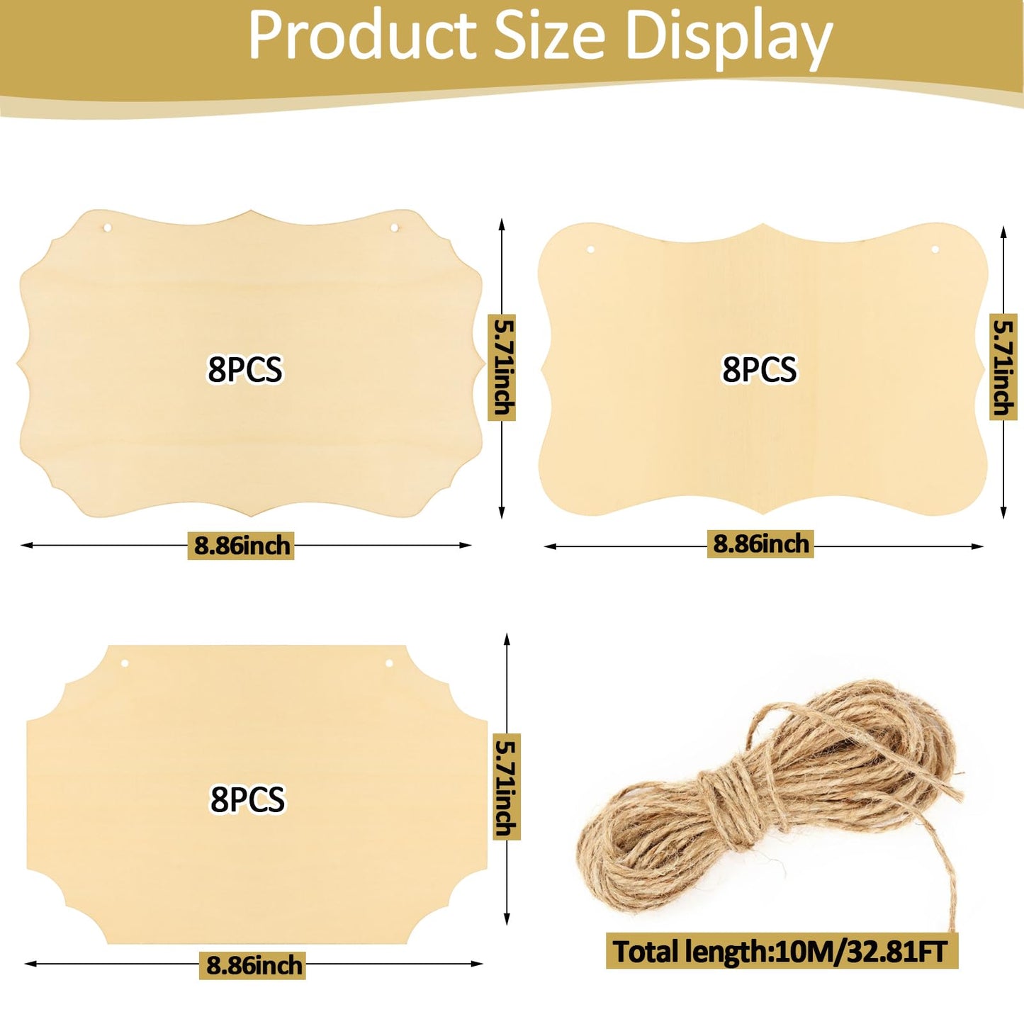 RYKOMO 24 Pieces Unfinished Hanging Wood Sign Blank with Ropes, 5.7X8.9 Inch Rectangle Blank Wood Sign Wooden Plaques for Crafts
