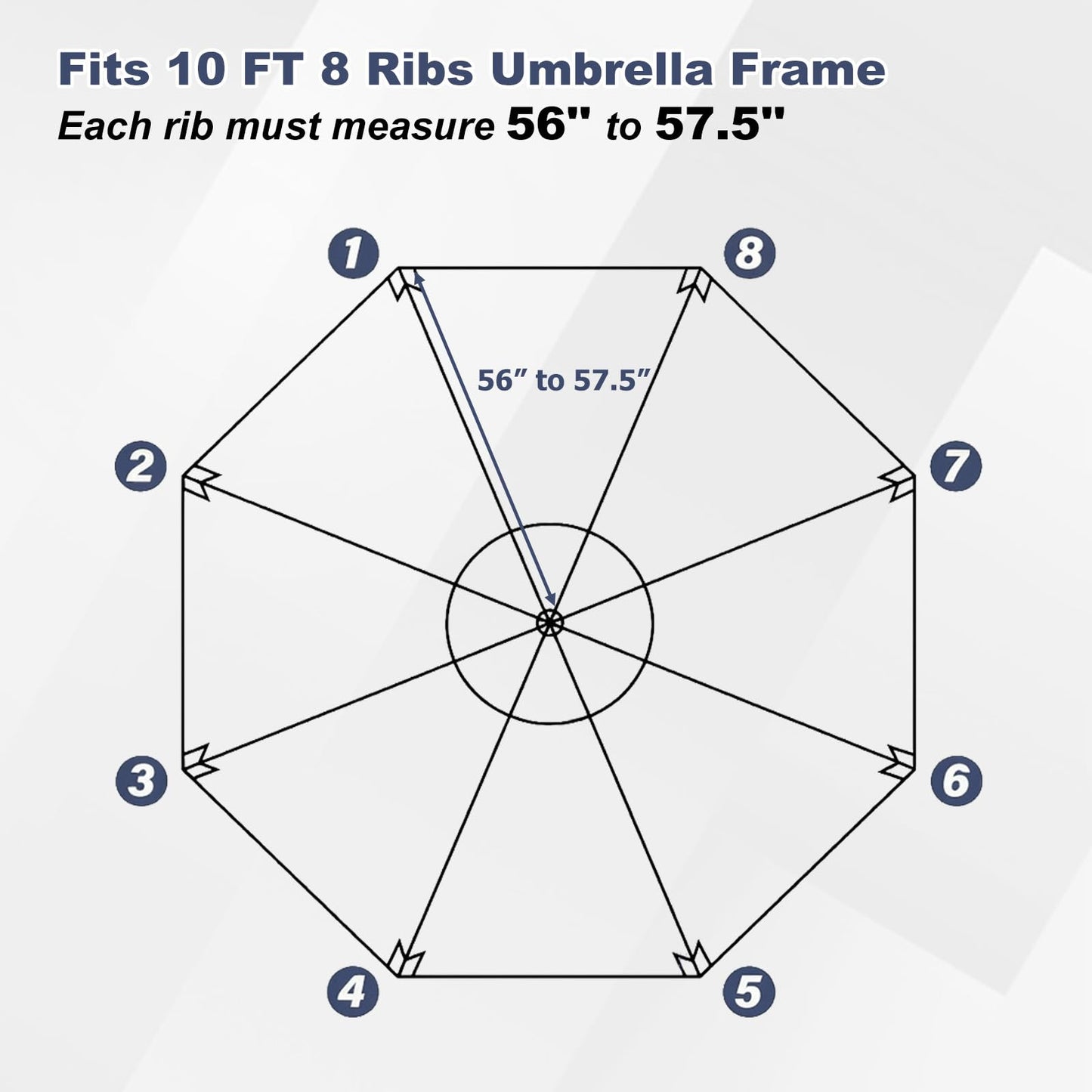 BPS Patio Umbrella Replacement Canopy for 10 ft 8 Ribs Table Umbrella, Outdoor Umbrella Replacement for Market Parasol, Coastal Khaki Canopy Only