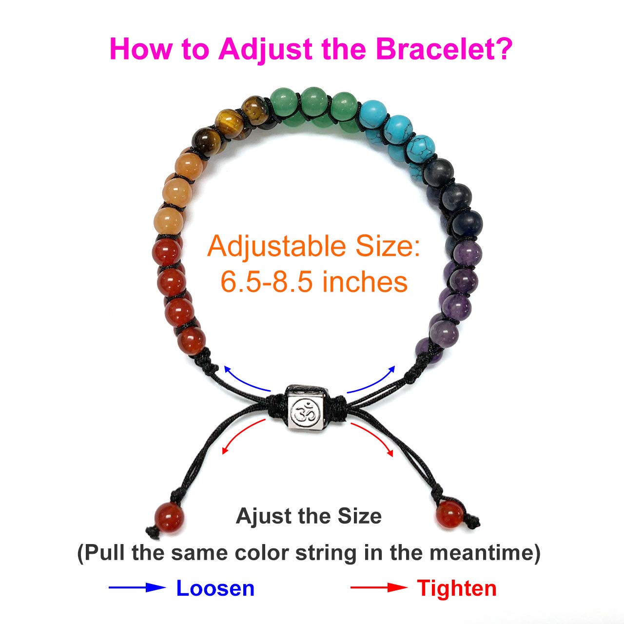 Top Plaza 3 Pcs Chakra Bead Bracelet 7 Chakra Healing Crystals Bracelet Yoga Stone Beads Bracelets Meditation Relax Anxiety Bracelets for Women Men
