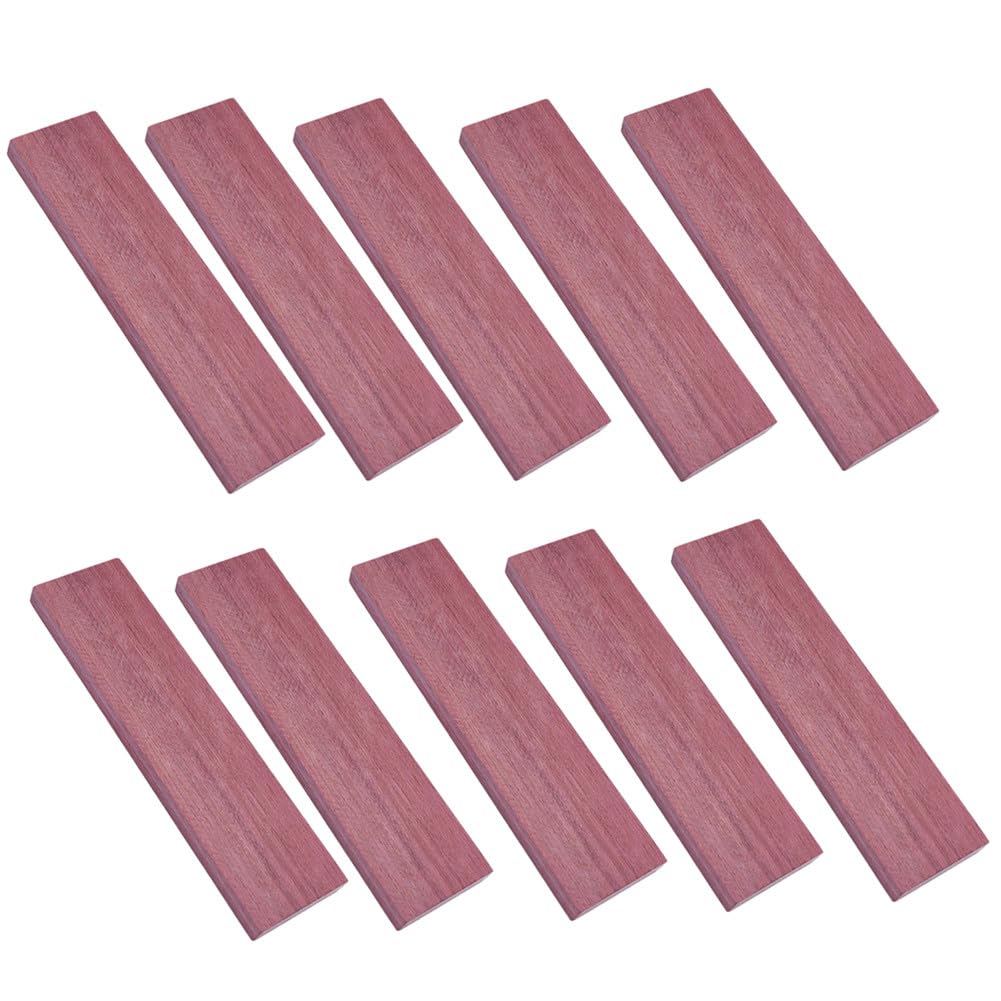BENECREAT 10Pcs Perilla Wood Knife Handles, Pale Violet Red Natural Wood Knife Handle Scales for DIY Music Instruments Tools Crafts, 6.4x1.6x0.4 Inch