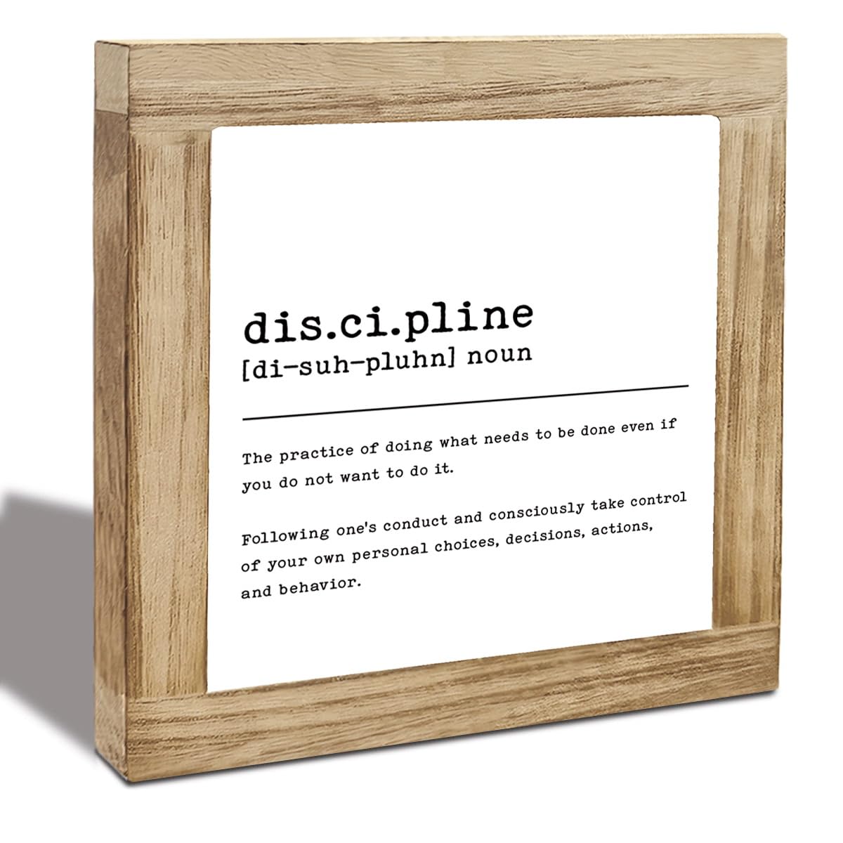 Discipline Definition Noun Sign, Inspirational Wood Plaque Decor Sign, Home Wood Plaque Decors Signs, Motivational Home Office Desk Decor, Positive Gifts for Coworkers Students
