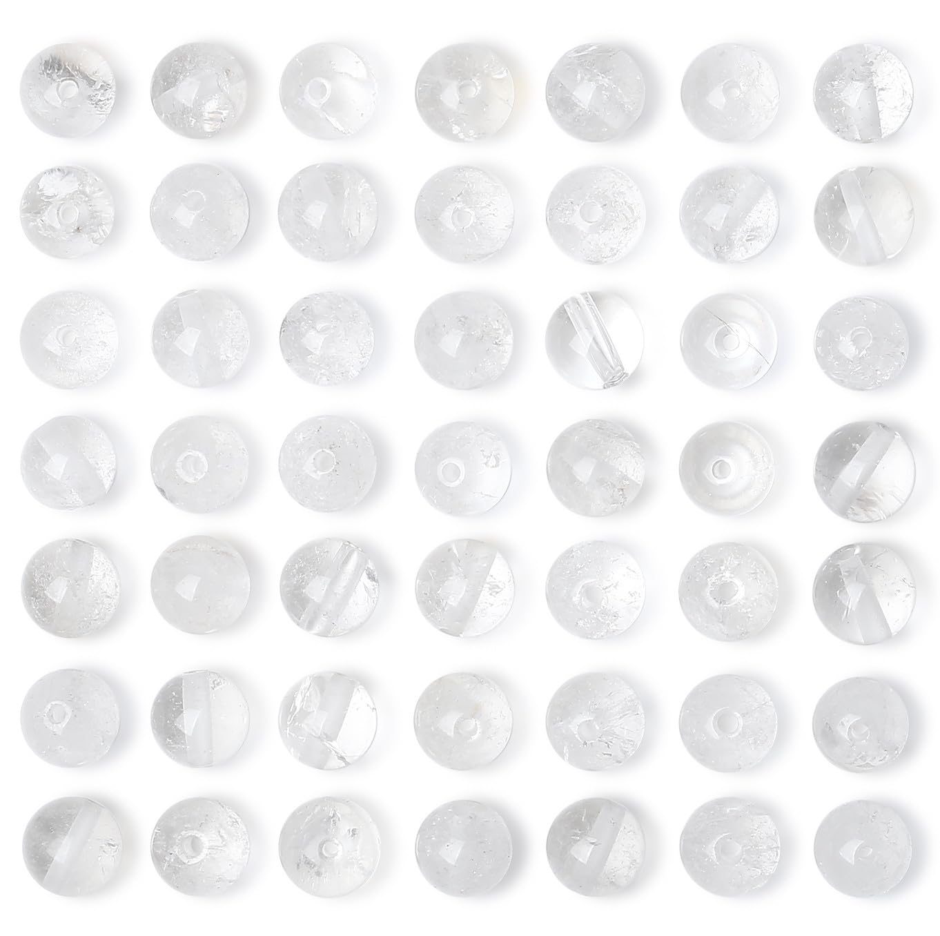 QINJIEJIE 60PCS Clear Crystal Beads 8mm Natural Stone Beads Round Loose Gemstone Bead for Bracelet Beading Crystal Jewelry Making DIY Necklace Earrings 0.32"