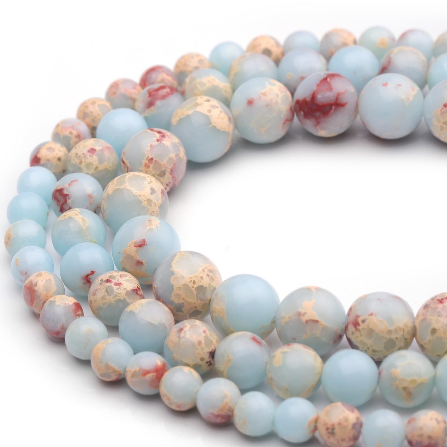 35pcs 10mm Natural Gemstone Beads for Jewelry Making Supplies,Sky Blue Jasper Healing Crystal Polished Round Loose Stone Beads for Bracelet Necklace 15 Inch
