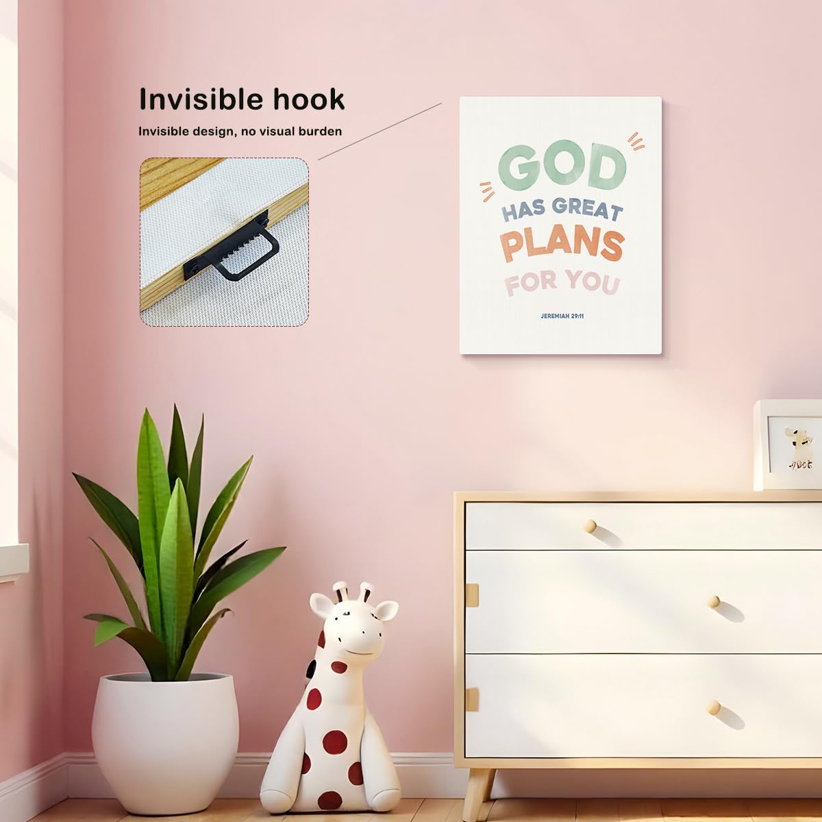 SZERE Bible Christian Boho Canvas Art Decor Posters Prints,Inspirational Bible Verses Room Bedroom Bathroom Playroom Dorm Classroom Canvas Wall Decor Aesthetic for Nursery Kids Teen Girls Gifts,God Has Great Plans For You,11x14 Inch Set of 4 Pcs Christian