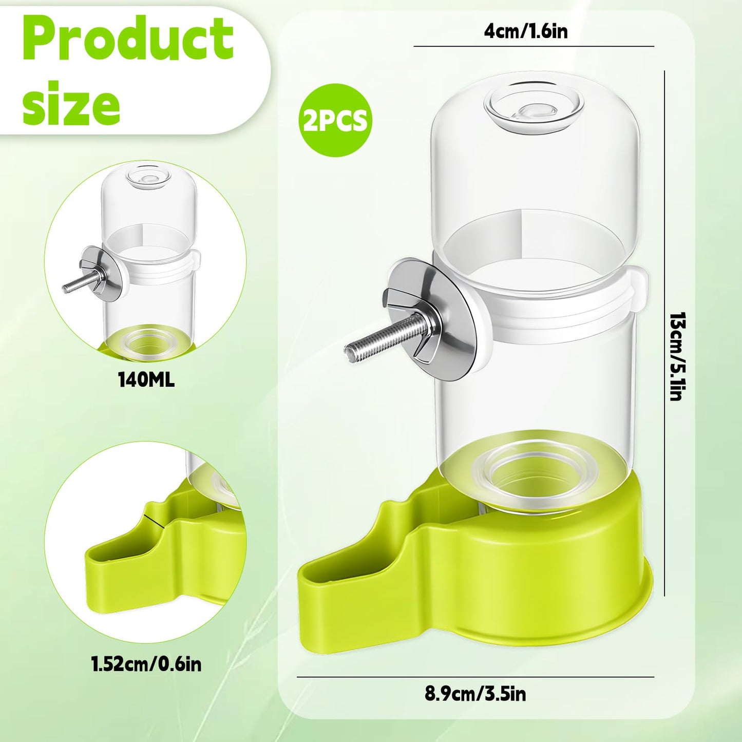 Bird Water Dispenser for Cage Automatic Bird Cage Water Dispenser 2pcs 4.73 Fl Oz Birds Water Feeder for Cages Plastic No Mess Suspended Birds Bottle No Drip for Budgie Conure Lovebirds Cockatiel