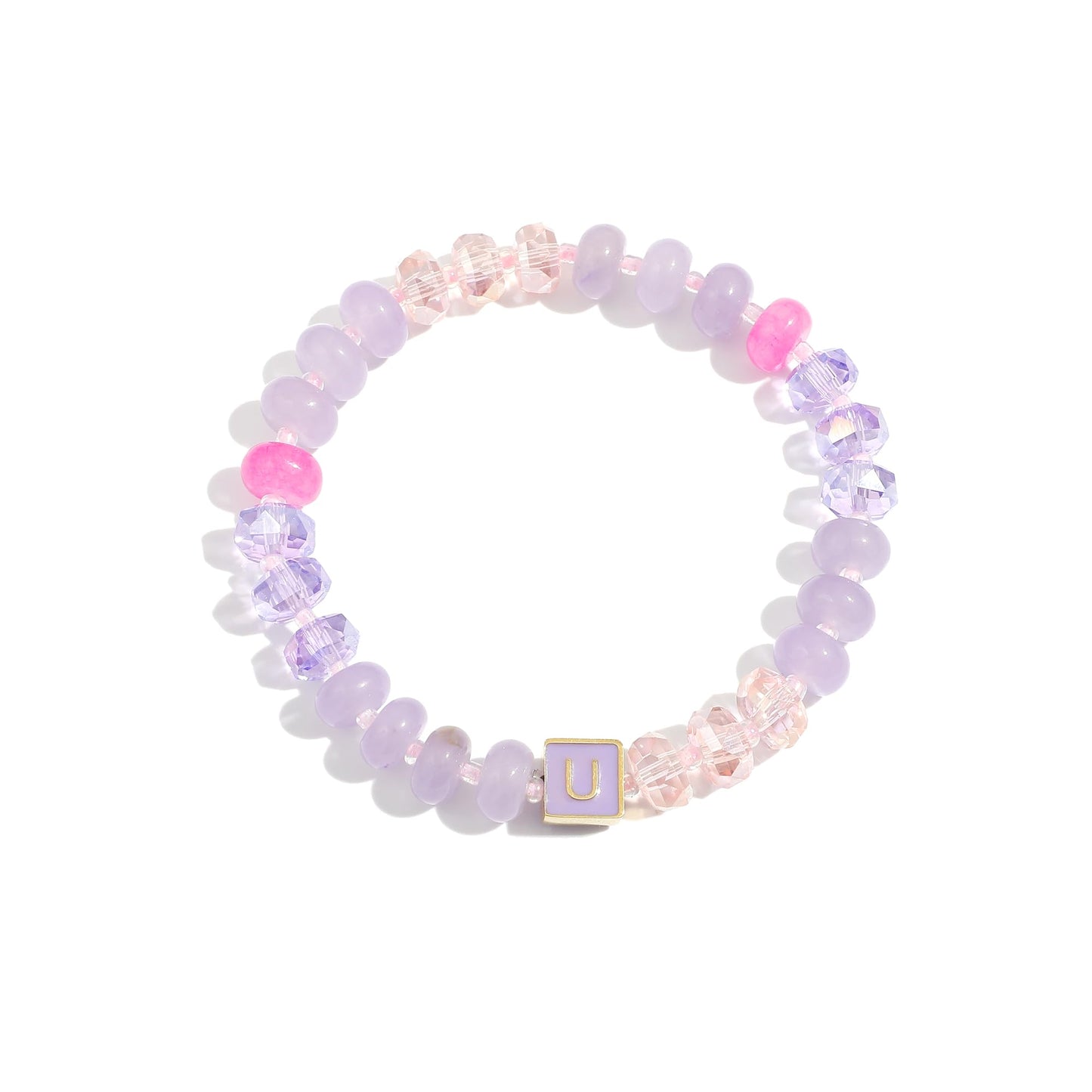 SLYAIH Colorful Beaded Initial Bracelets for Women Boho Crystal Beaded Elastic Stretch Bracelet A-Z Letter Bracelet Handmade Jewelry Gifts for Women