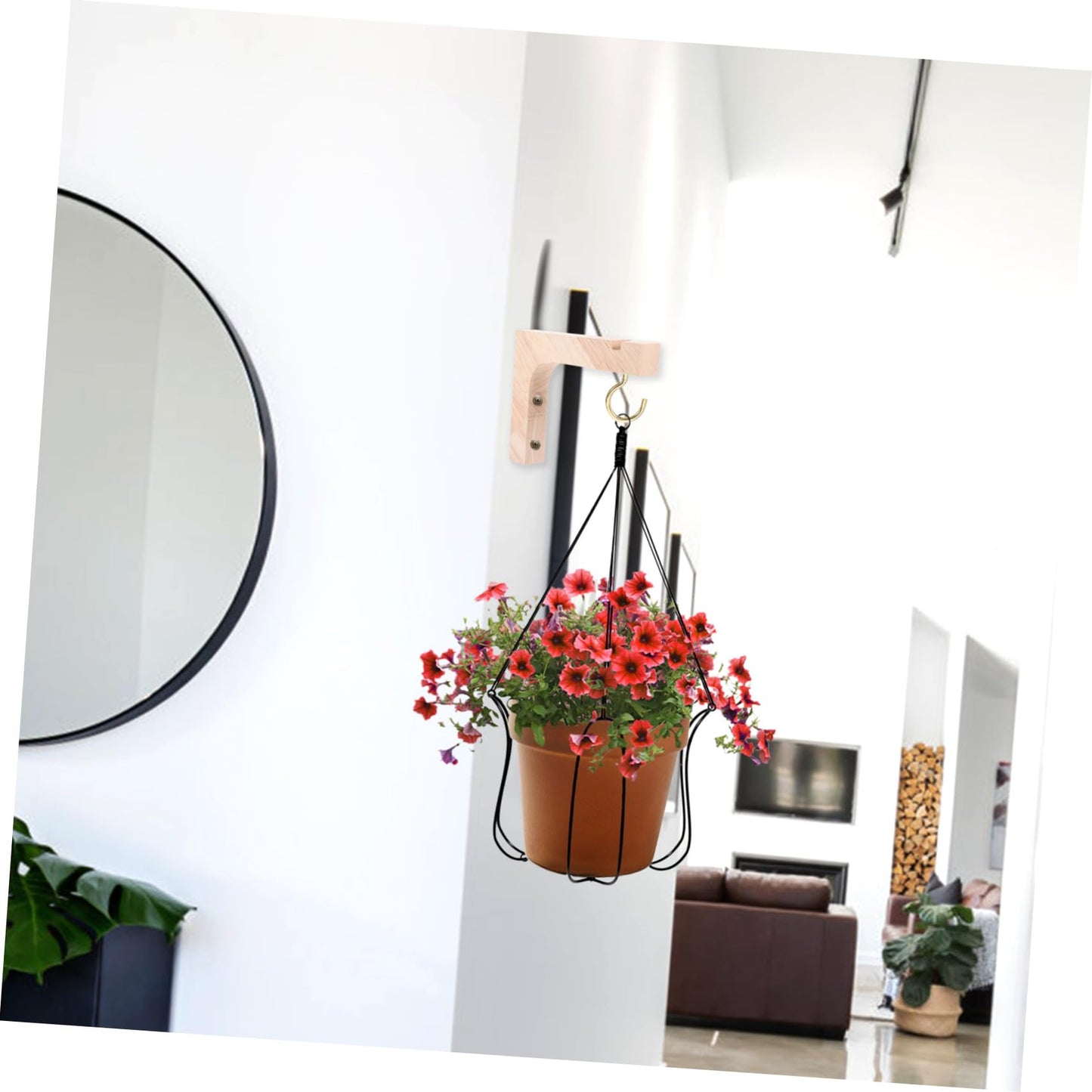 VICASKY Wooden Plant Hanger Hooks 2pcs Heavy-Duty Wall Mount Brackets for Hanging Indoor and Outdoor Flowerpots, Natural Wood Hanging Plant Stand for Garden and Home