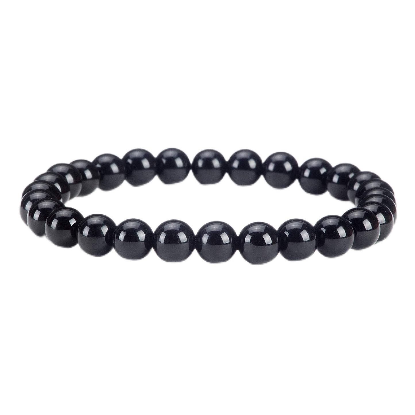 Cherry Tree Collection - Small, Medium, Large Sizes - Gemstone Beaded Bracelets For Women and Men - 6mm Round Beads (Black Agate - Medium)