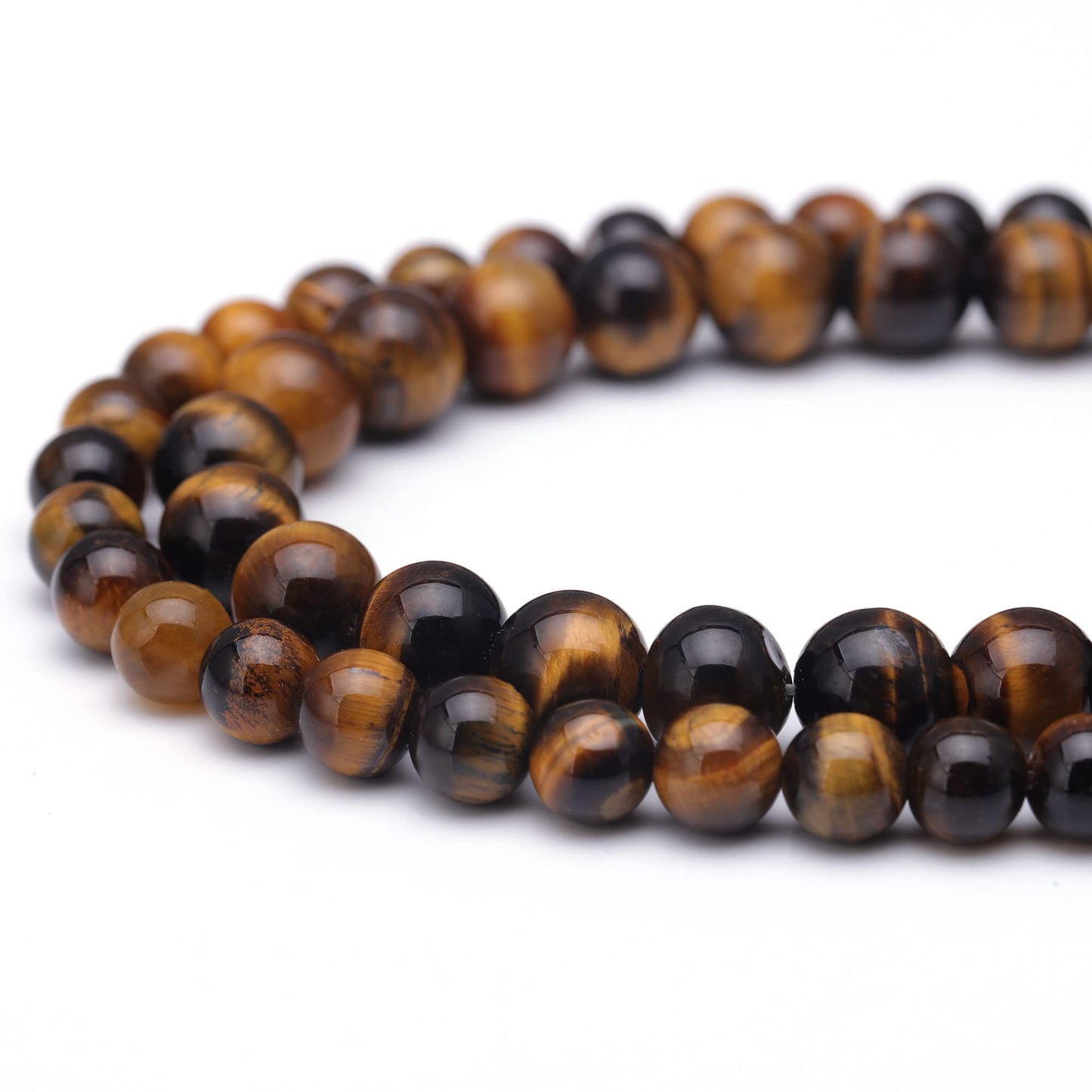 Youngbling Natural Gemstone Beads for Jewelry Making,8mm Tiger Eye Polished Round Smooth Stone Beads,Genuine Real Stone for Bracelet Necklace 15 Inch(Tiger Eye,8mm)