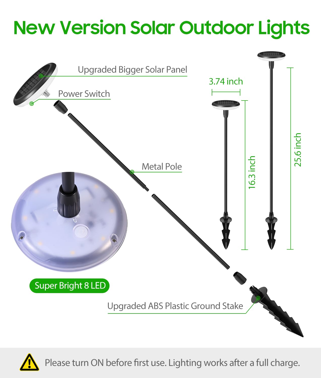 LETMY Solar Pathway Lights Outdoor, 8 Pack Durable Metal Solar Path Lights, Auto On/Off Garden Lights Solar Powered, IP65 Waterproof Solar Lights Outdoor for Landscape, Path, Garden, Patio, Driveway